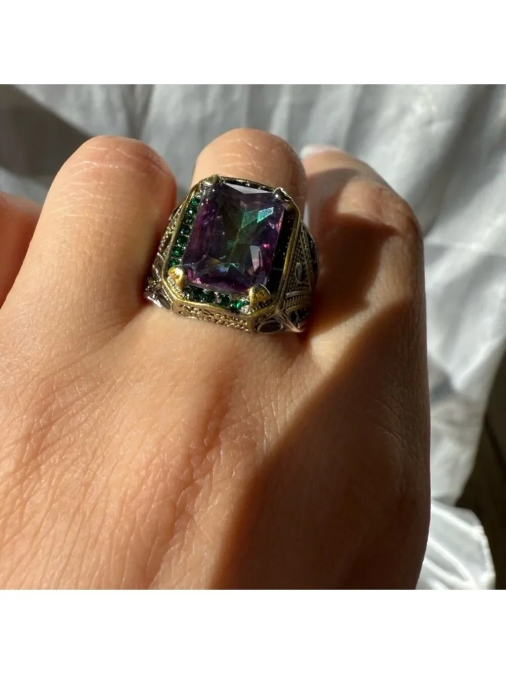 New! Men vintage signet Multicolor Gemstone Statement Ring